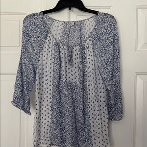 Old Navy Navy and White Patterned Blouse